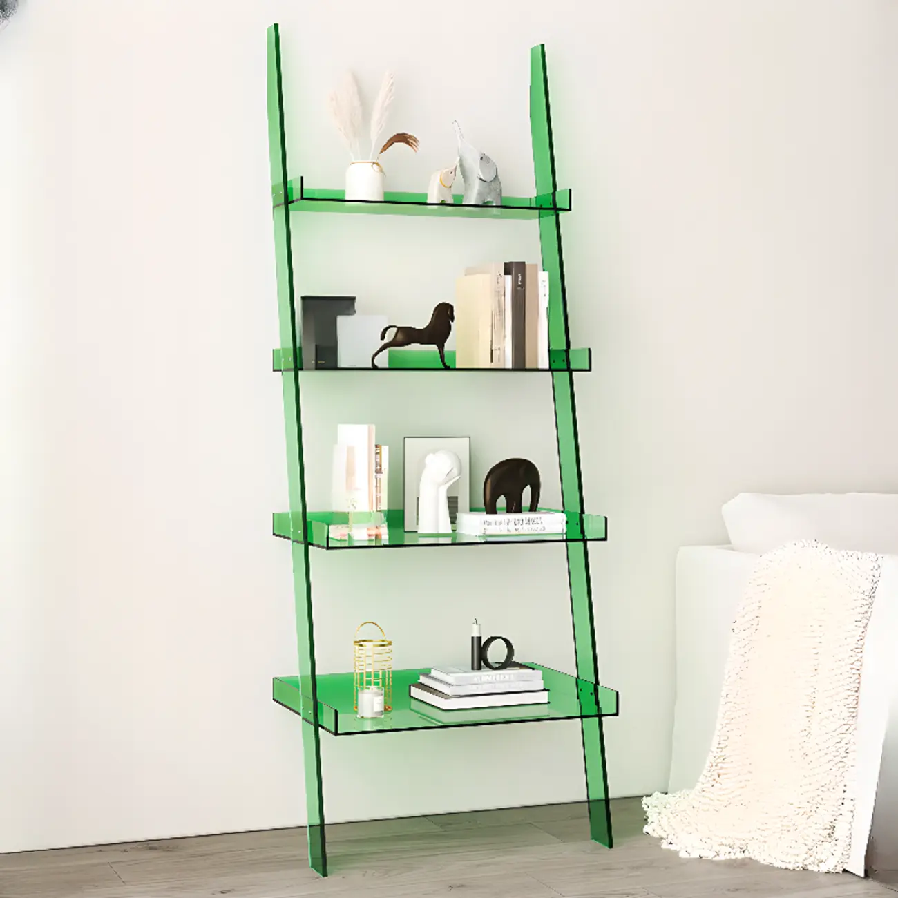 Modern H Ladder Open Bookshelf with 4 Shelves  Image - 6 | homeyfad
