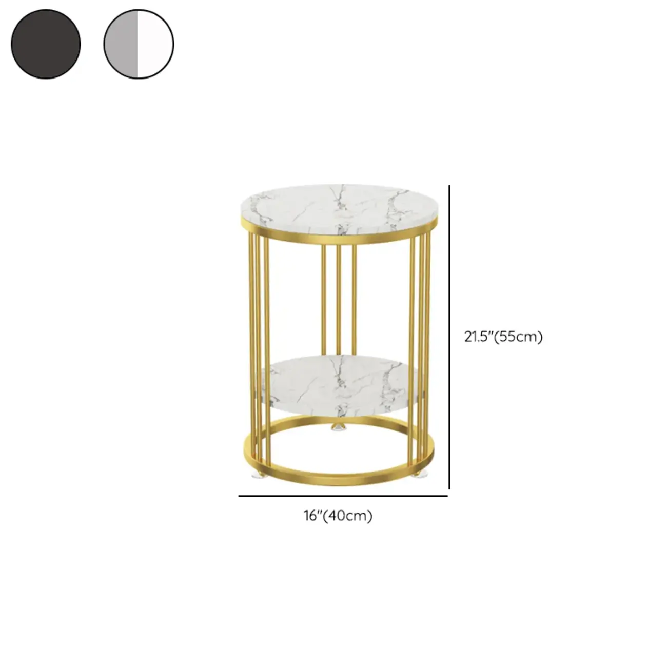 Marble Round End Table for Living Room with Storage #size | homeyfad