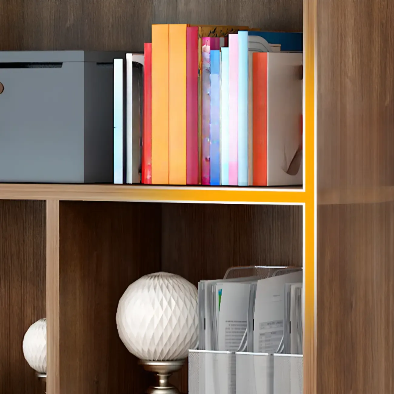 5-Tier Modern Wood Bookshelf with Cabinet Image - 10