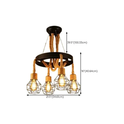 Industrial Vintage Iron Chandelier with 	Adjustable Height Image - 41