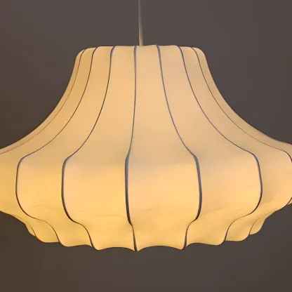Designer White Fabric Lantern Pendant Lamp for Home Decor Image - 10