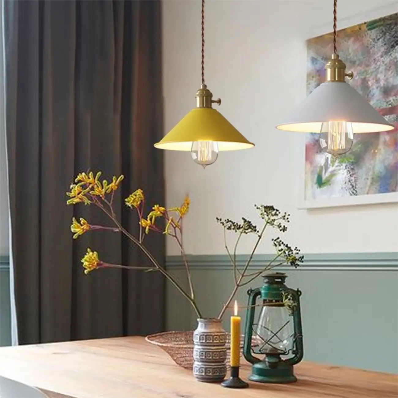 Industrial Gray Aluminum Cone Pendant Light for Dining Room Image - 4 | homeyfad