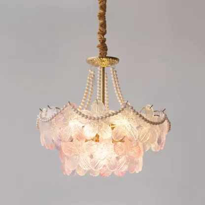 Modern Elegant Floral Crystal Chandelier with Flexible Height Image - 5