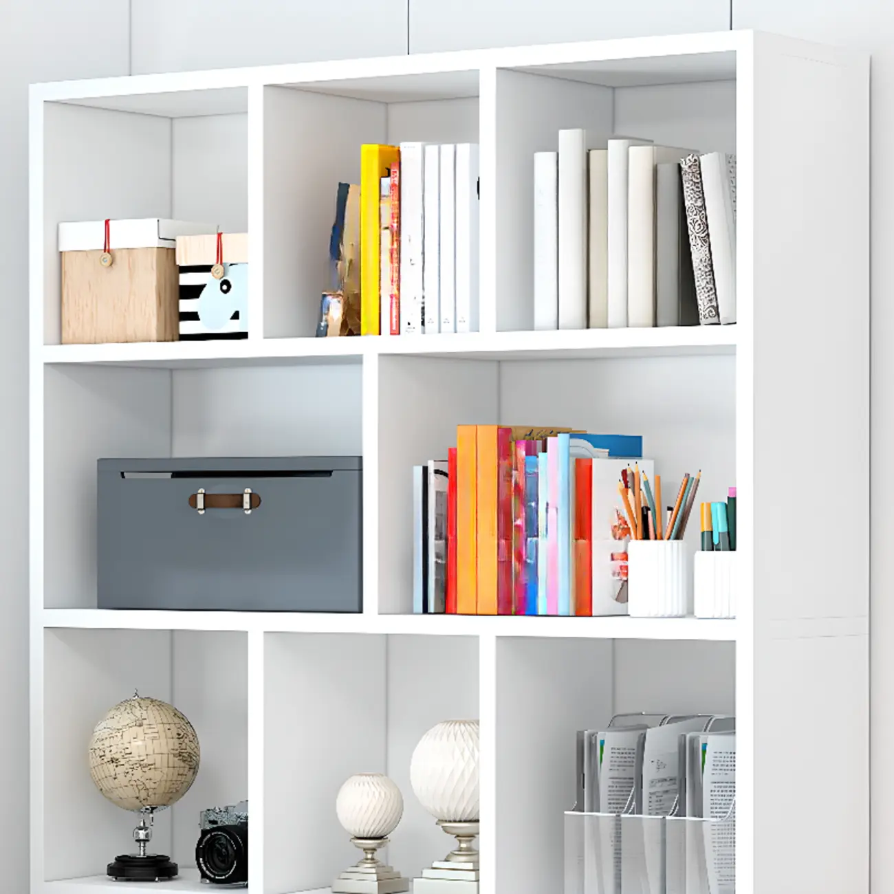5-Tier Modern Wood Bookshelf with Cabinet Image - 11 | homeyfad