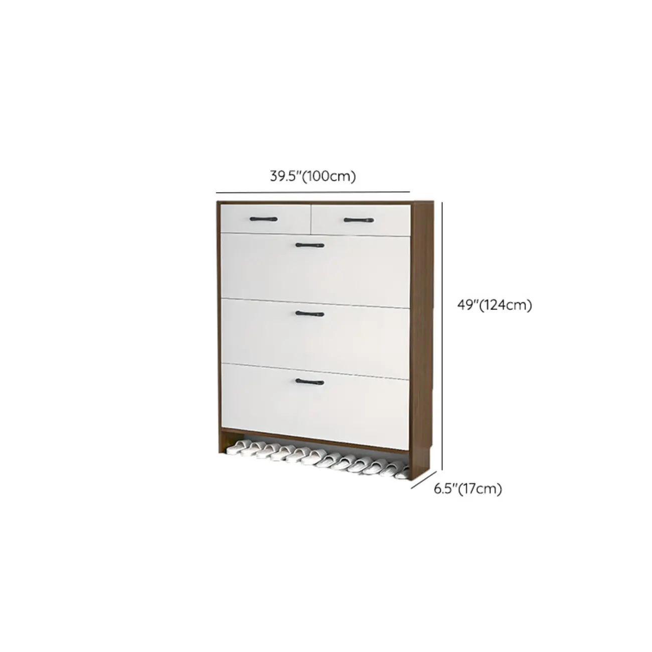 Hallway Wooden Shoe Storage Cabinet with Flip Doors Image - 29 | homeyfad