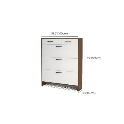Hallway Wooden Shoe Storage Cabinet with Flip Doors Image - 29
