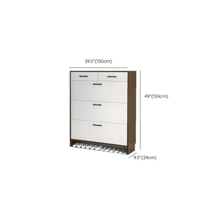 Hallway Wooden Shoe Storage Cabinet with Flip Doors Image - 30