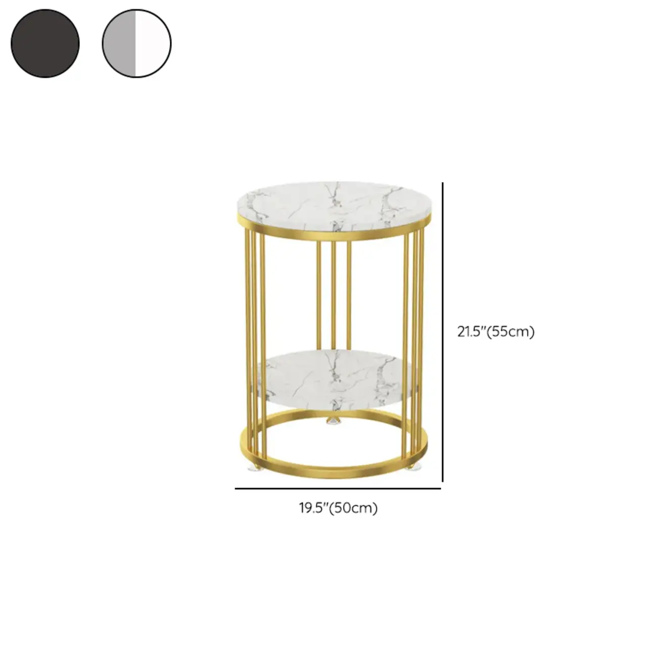 Marble Round End Table for Living Room with Storage Image - 10 | homeyfad