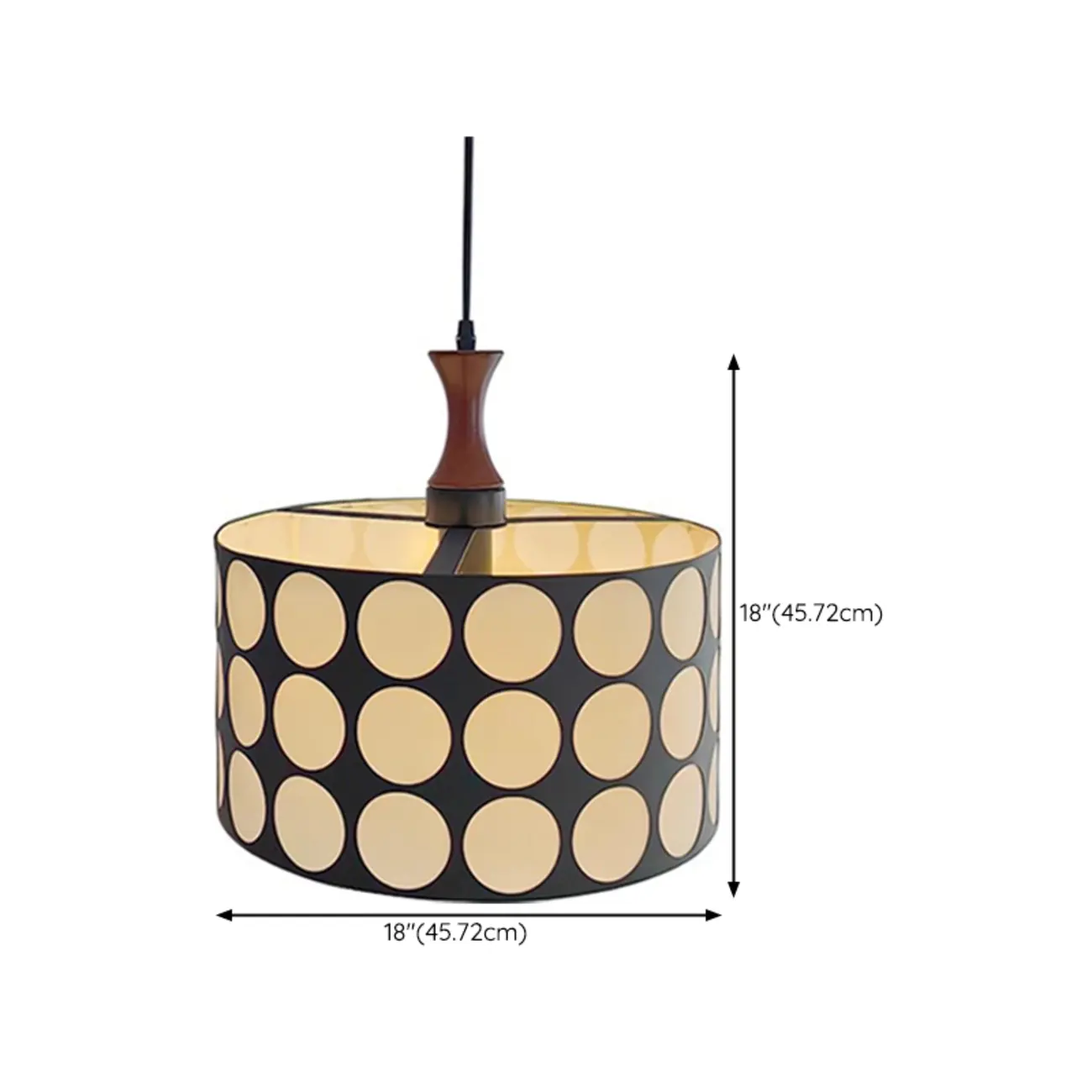 French Style Black and White Round Pendant Lamp for Living Room Image - 13 | homeyfad