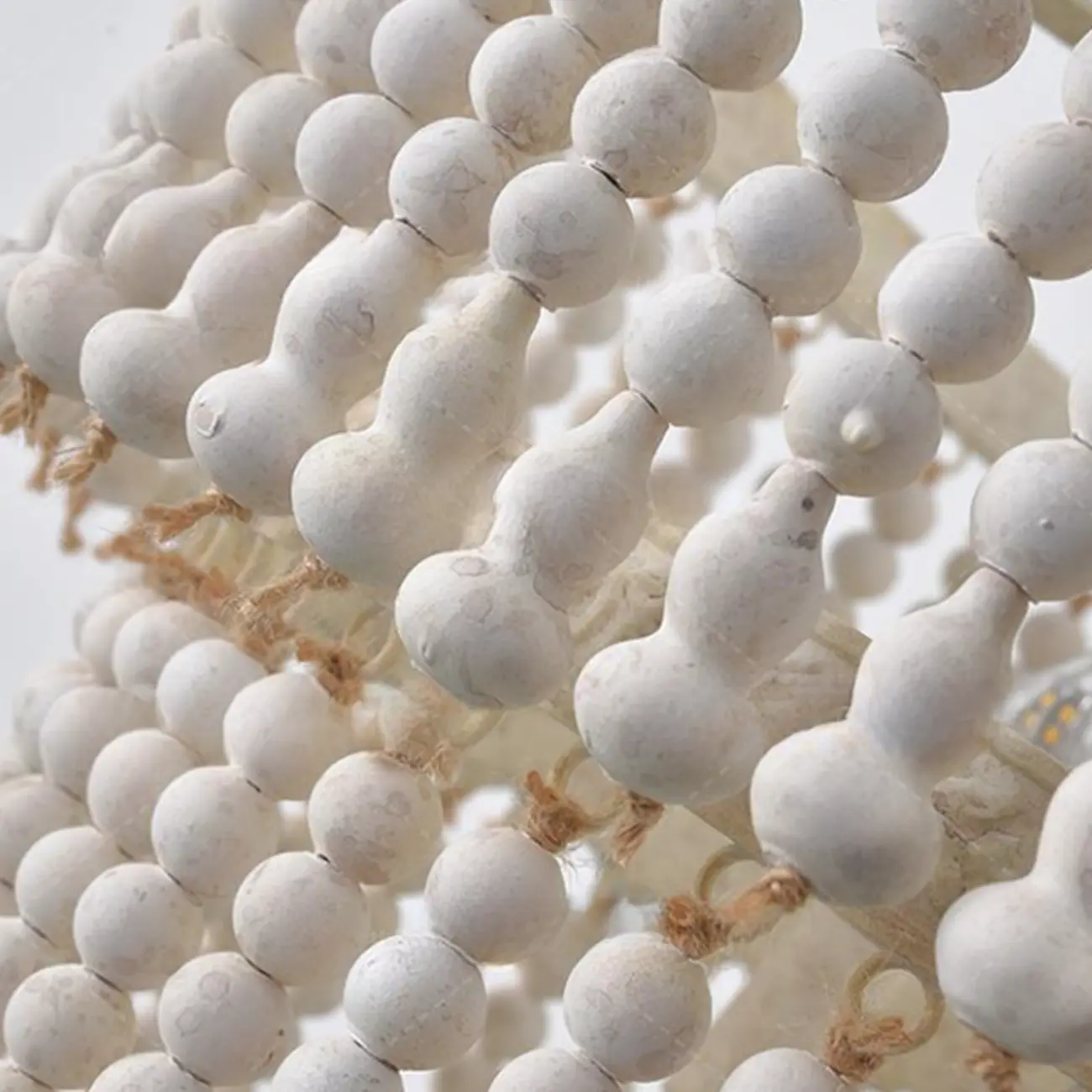 3 Tiers White Wood Beaded Chandelier with Elegant Design Image - 9 | homeyfad