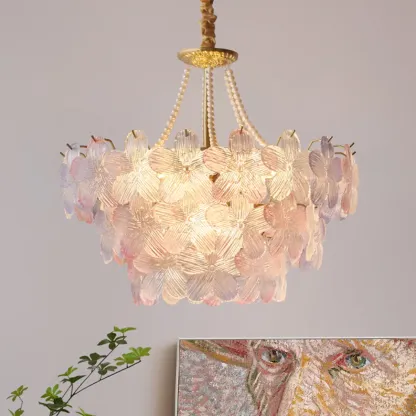 Modern Elegant Floral Crystal Chandelier with Flexible Height Image - 7