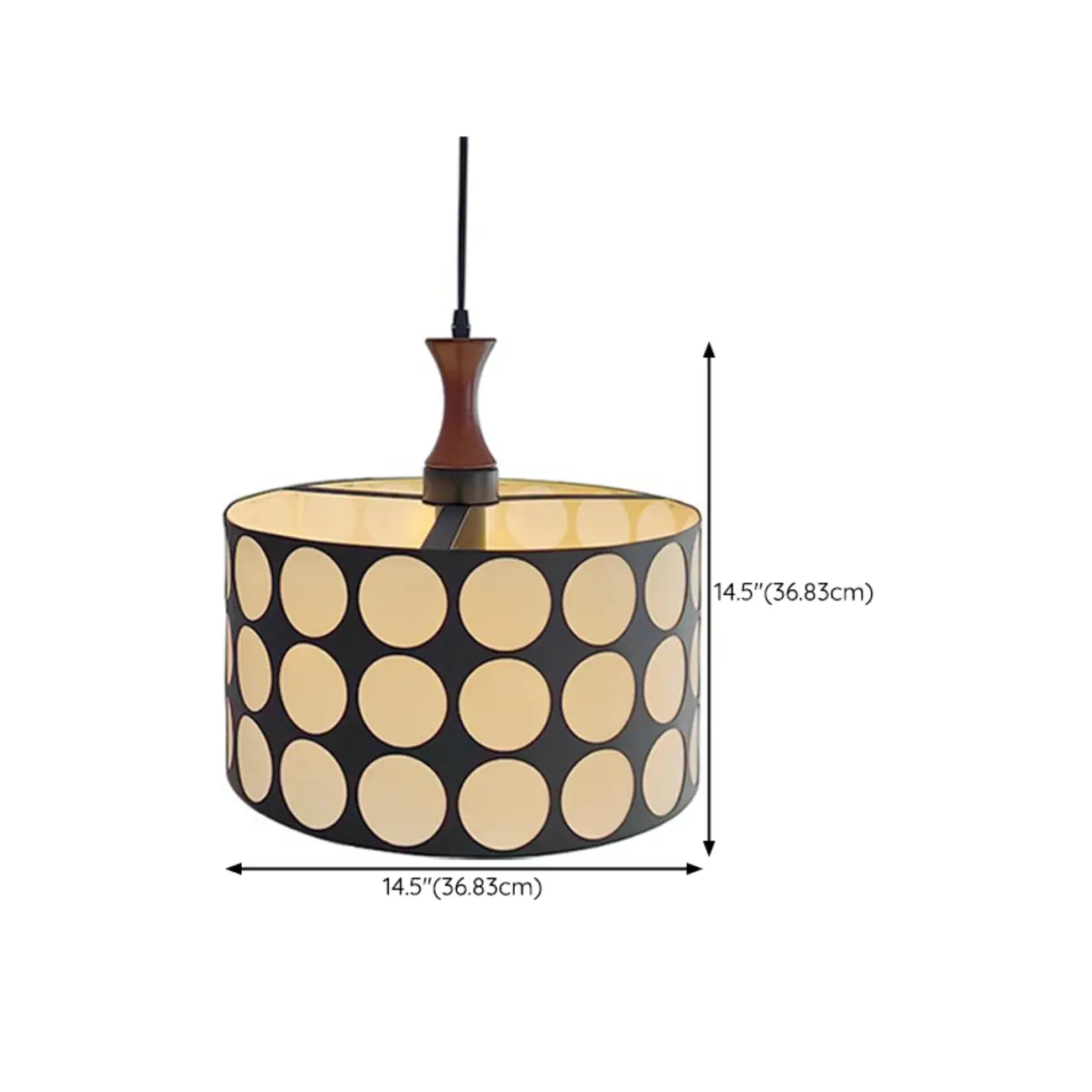 French Style Black and White Round Pendant Lamp for Living Room Image - 14 | homeyfad