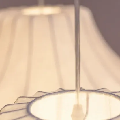 Designer White Fabric Lantern Pendant Lamp for Home Decor Image - 13