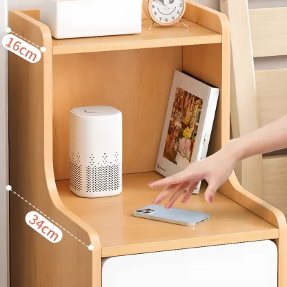 Modern Wooden Narrow Corner Bedside Table with Storage Drawers Image - 7