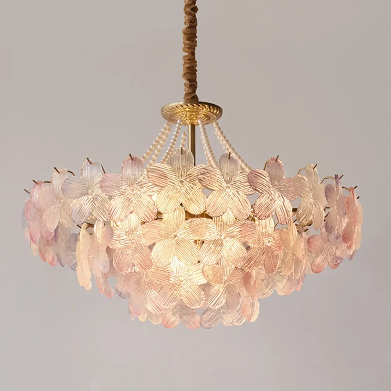 Modern Elegant Floral Crystal Chandelier with Flexible Height Image - 8