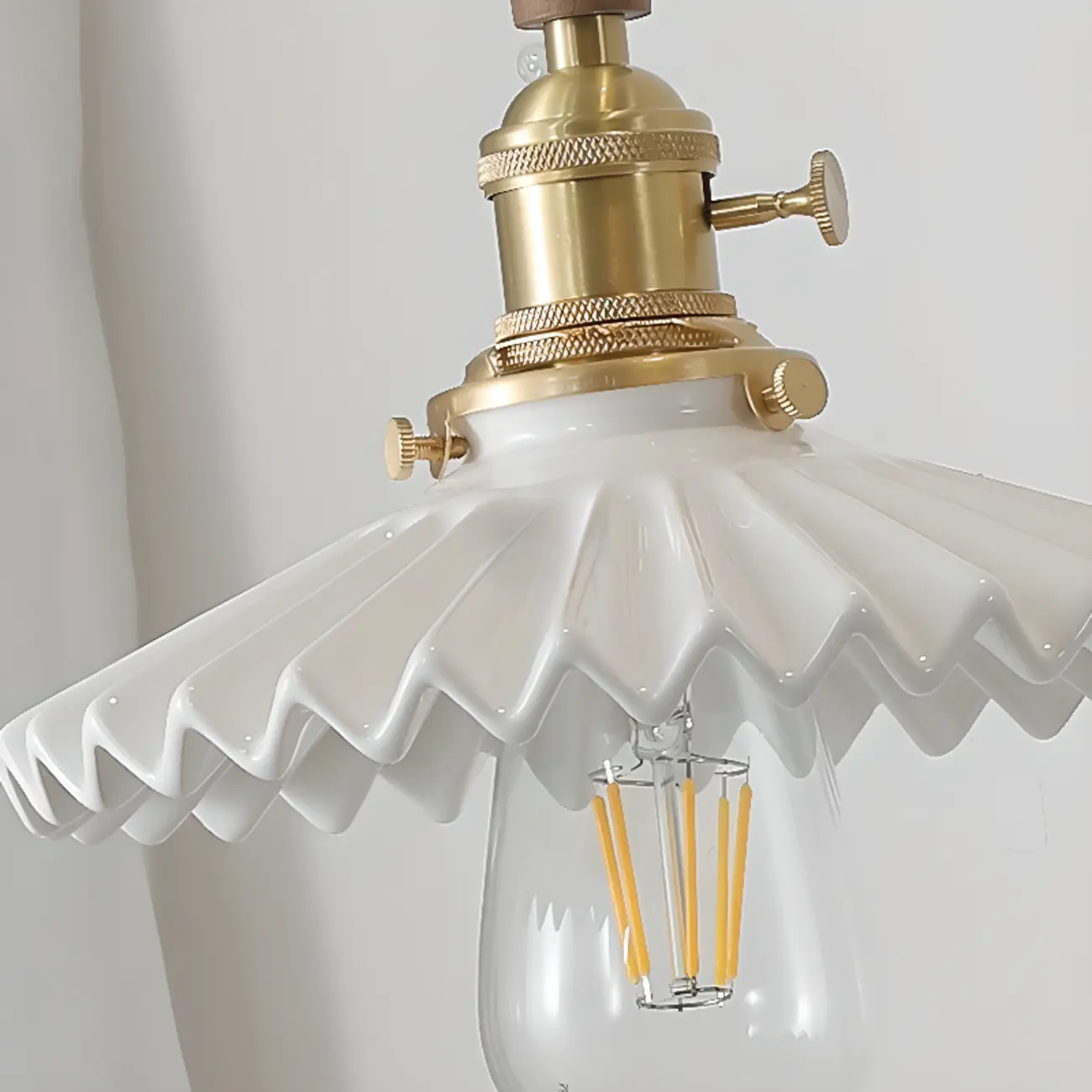 White Ceramic Floral Lampshade Pendant Light for Bedroom Image - 6 | homeyfad