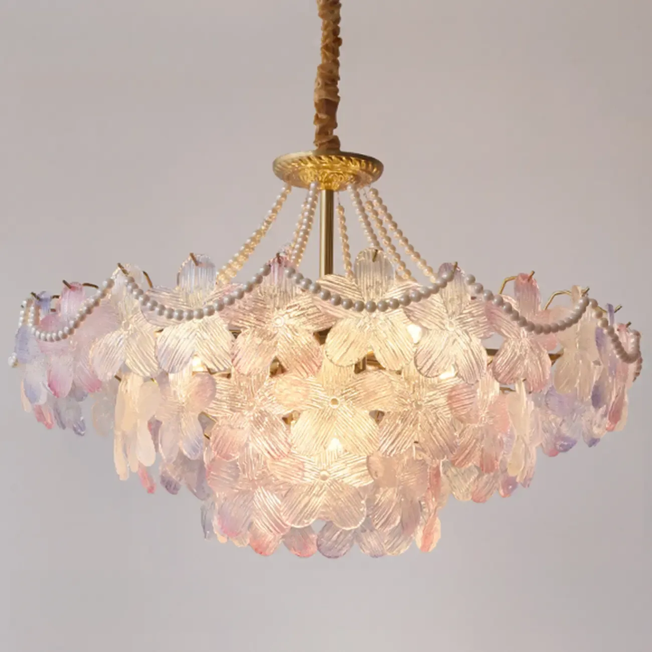 Modern Elegant Floral Crystal Chandelier with Flexible Height Image - 9