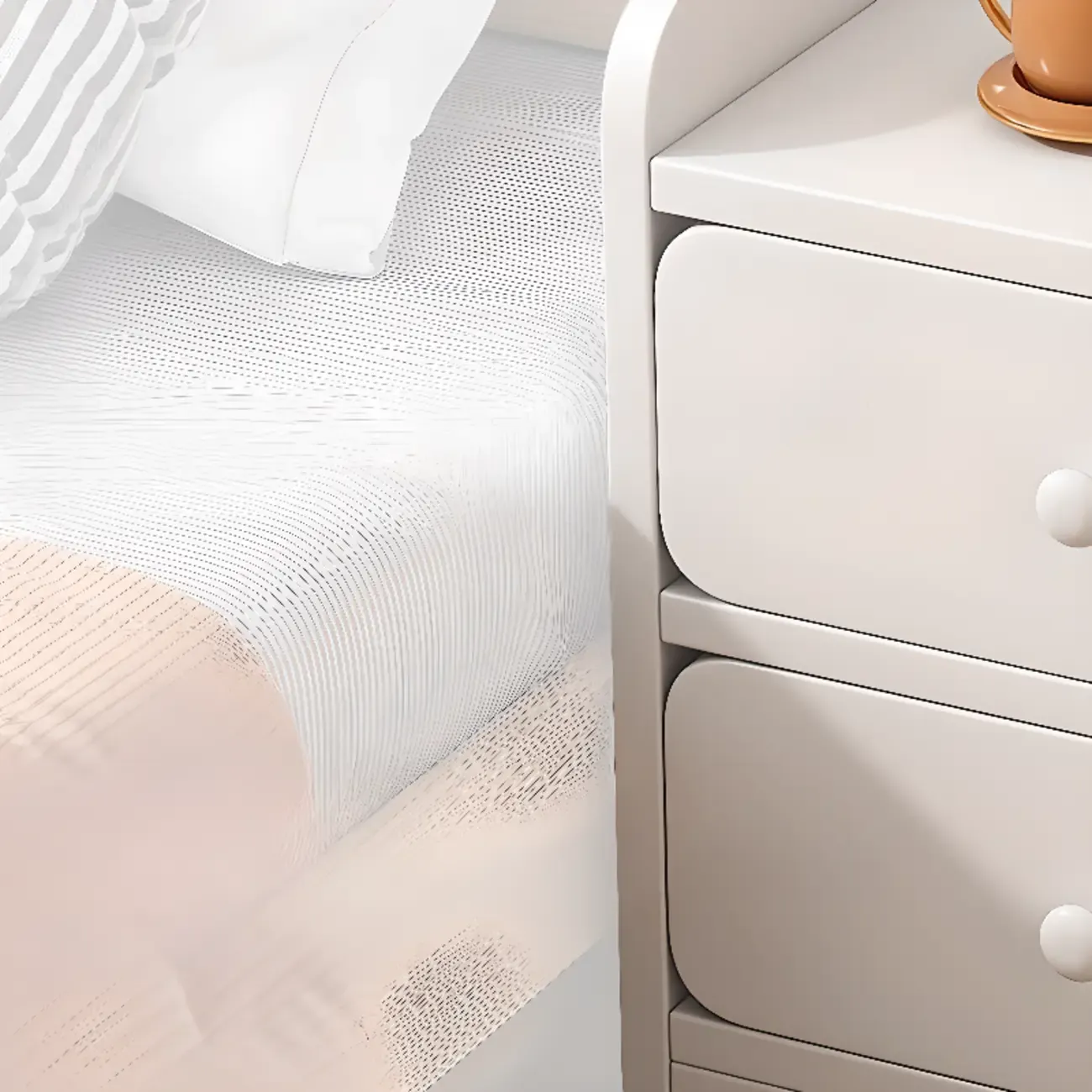 Modern Wooden Narrow Corner Bedside Table with Storage Drawers Image - 9