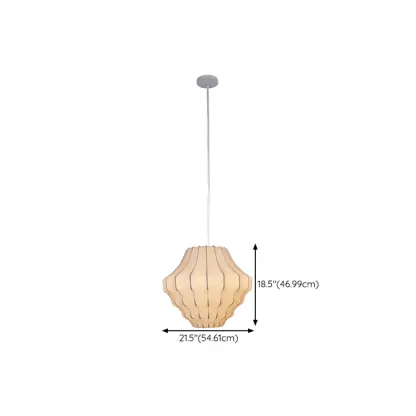 Designer White Fabric Lantern Pendant Lamp for Home Decor Image - 17