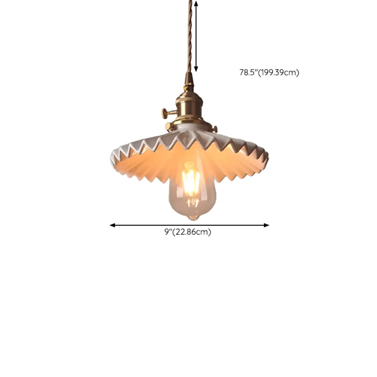 White Ceramic Floral Lampshade Pendant Light for Bedroom #size