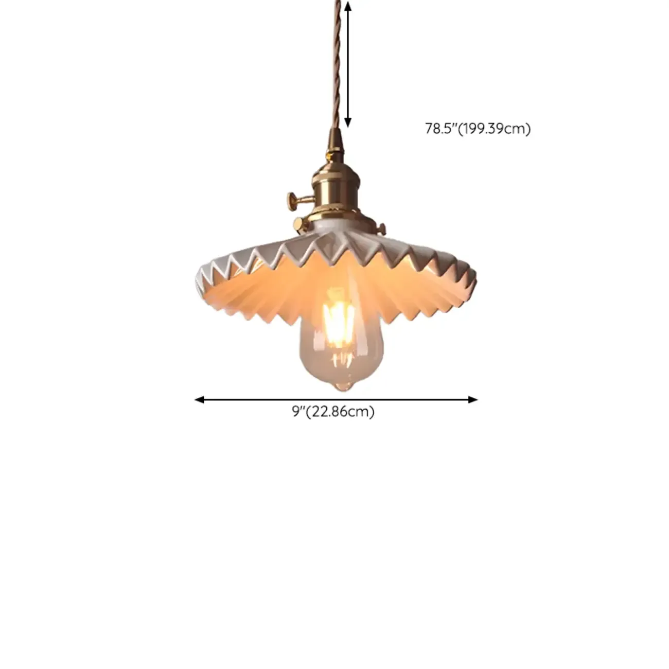 White Ceramic Floral Lampshade Pendant Light for Bedroom #size