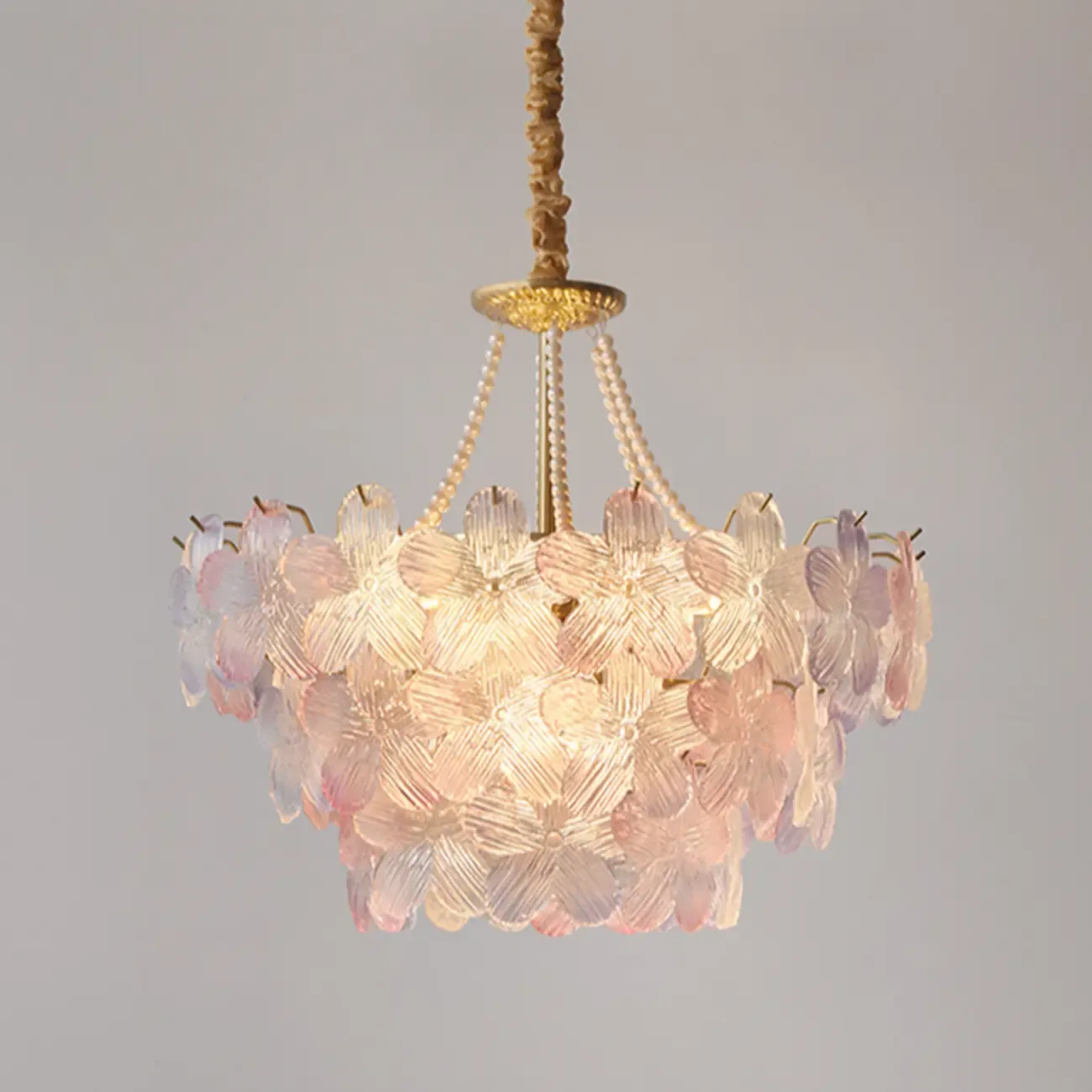 Modern Elegant Floral Crystal Chandelier with Flexible Height Image - 10