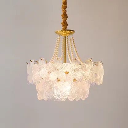 Modern Elegant Floral Crystal Chandelier with Flexible Height Image - 11