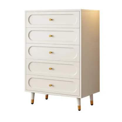 Modern Wood Dresser Chest with 5 Tiers in Milk Tea Color Image - 5