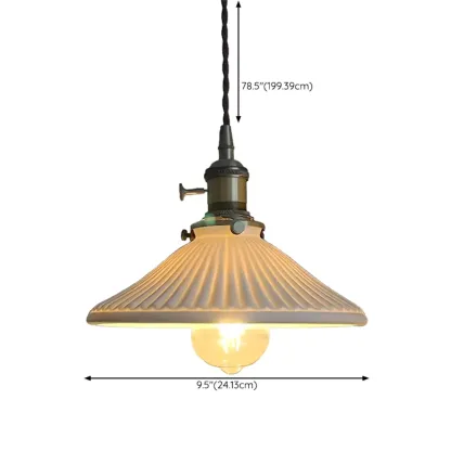 White Ceramic Floral Lampshade Pendant Light for Bedroom Image - 10