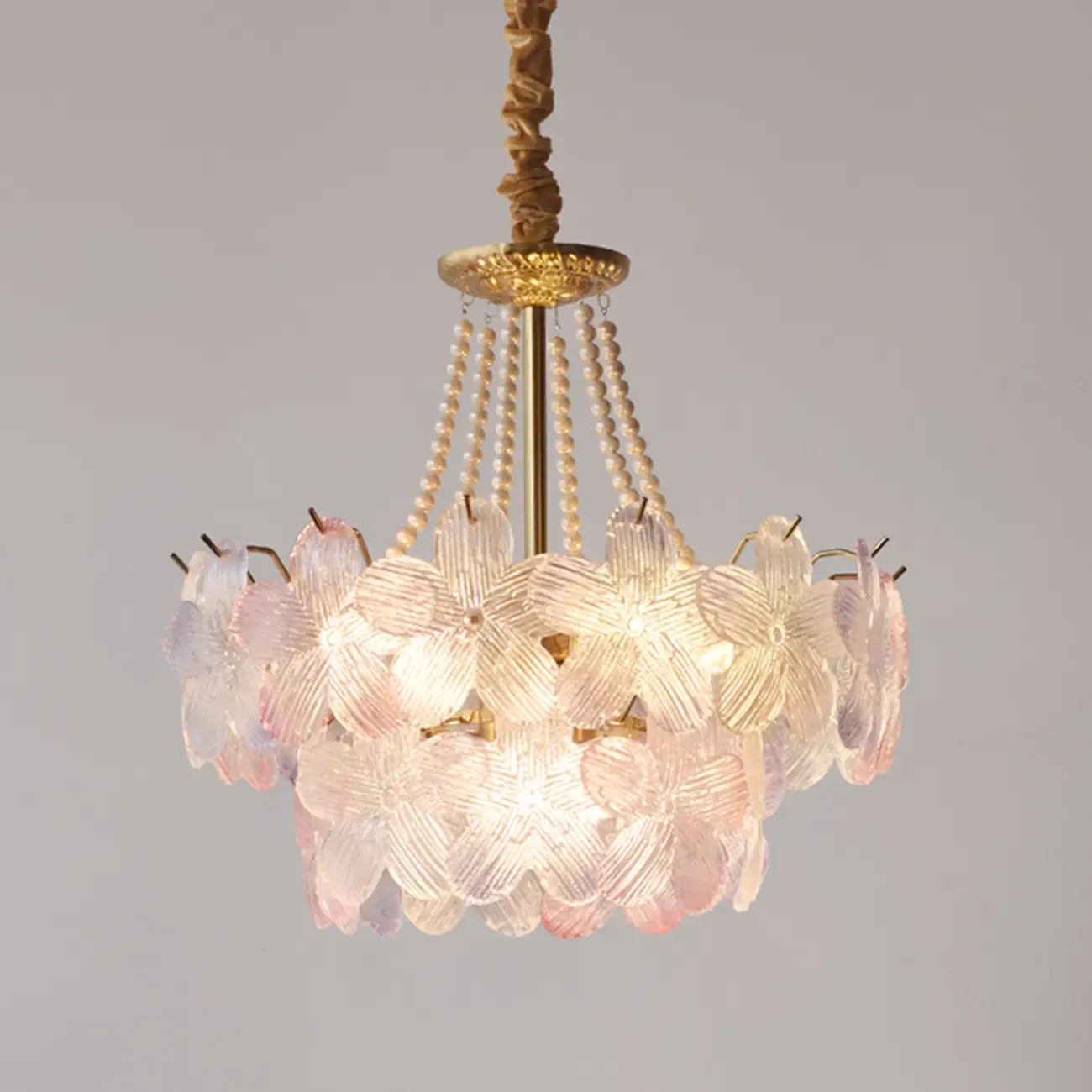Modern Elegant Floral Crystal Chandelier with Flexible Height Image - 12