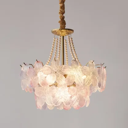 Modern Elegant Floral Crystal Chandelier with Flexible Height Image - 12