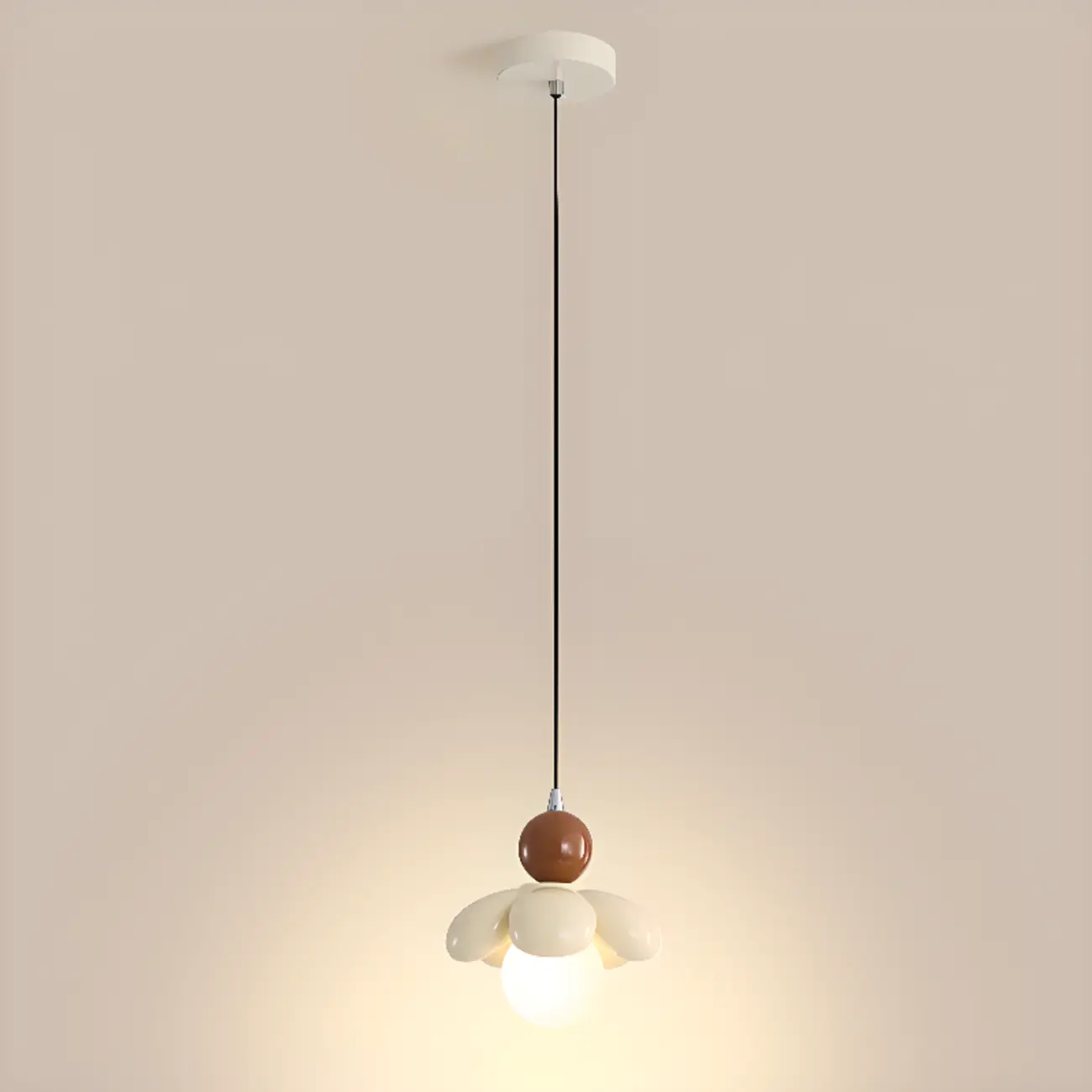 Cozy Pink LED Ball Pendant Light with Floral Clay Design for Bedside Image - 7 | homeyfad