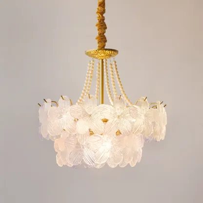 Modern Elegant Floral Crystal Chandelier with Flexible Height Image - 13