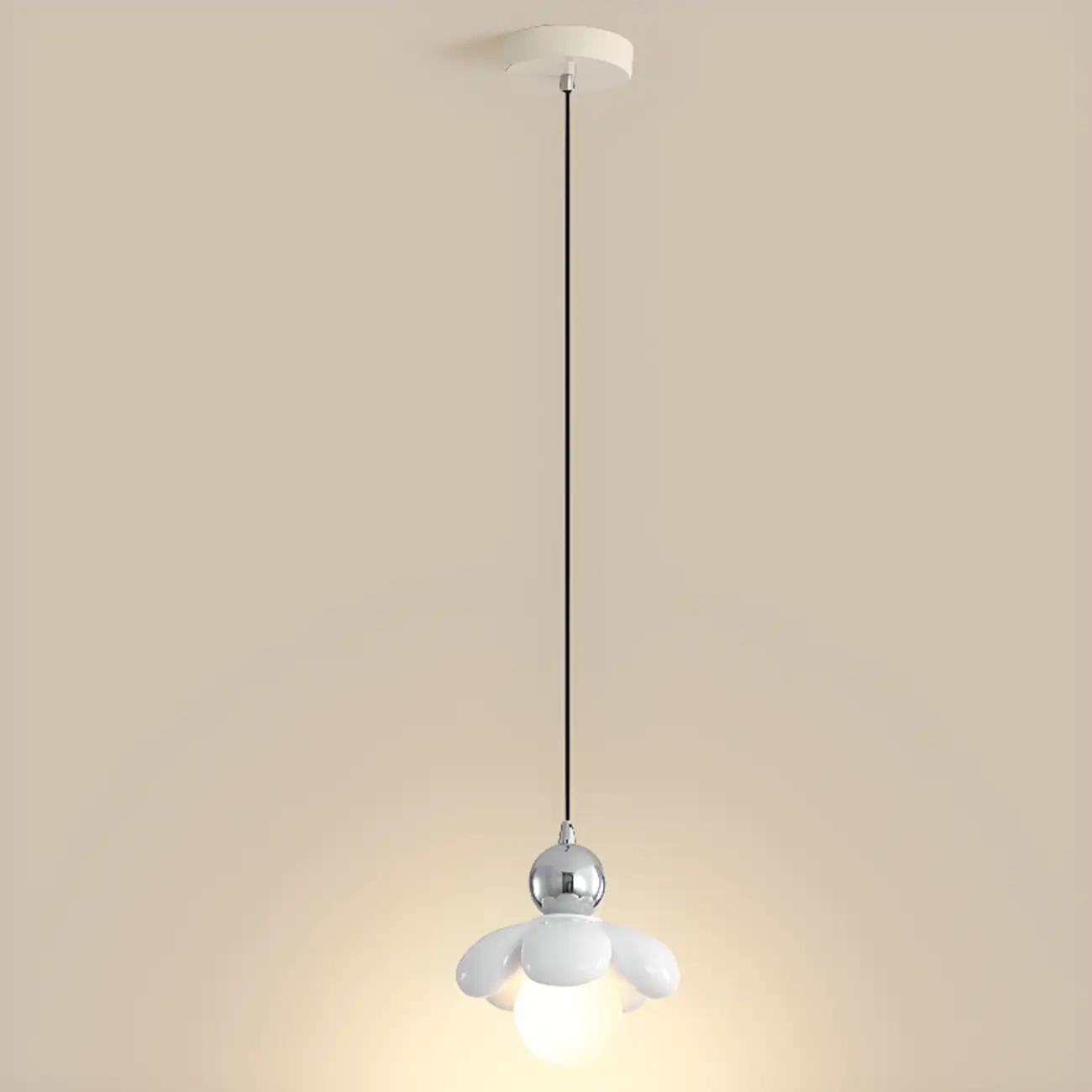 Cozy Pink LED Ball Pendant Light with Floral Clay Design for Bedside Image - 8 | homeyfad