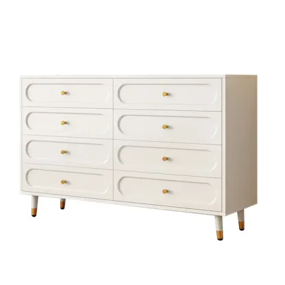 Modern Wood Dresser Chest with 5 Tiers in Milk Tea Color Image - 8