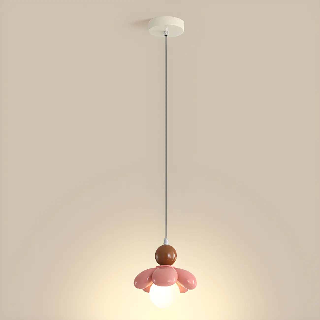Cozy Pink LED Ball Pendant Light with Floral Clay Design for Bedside Image - 9 | homeyfad