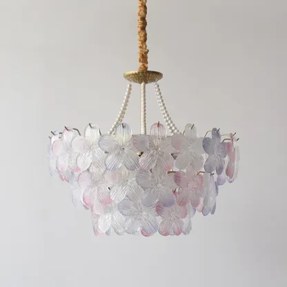 Modern Elegant Floral Crystal Chandelier with Flexible Height Image - 14