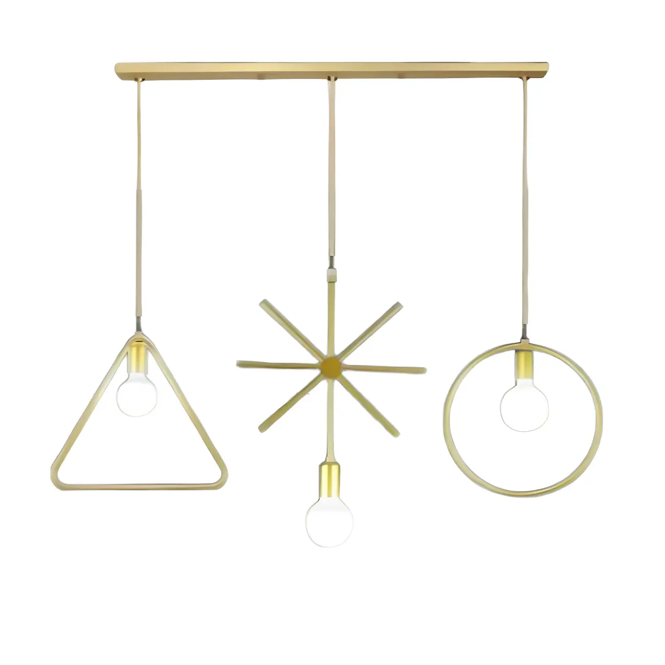 3 Lights Gold Industrial Geometric Metal Island Light Fixture Image - 6 | homeyfad