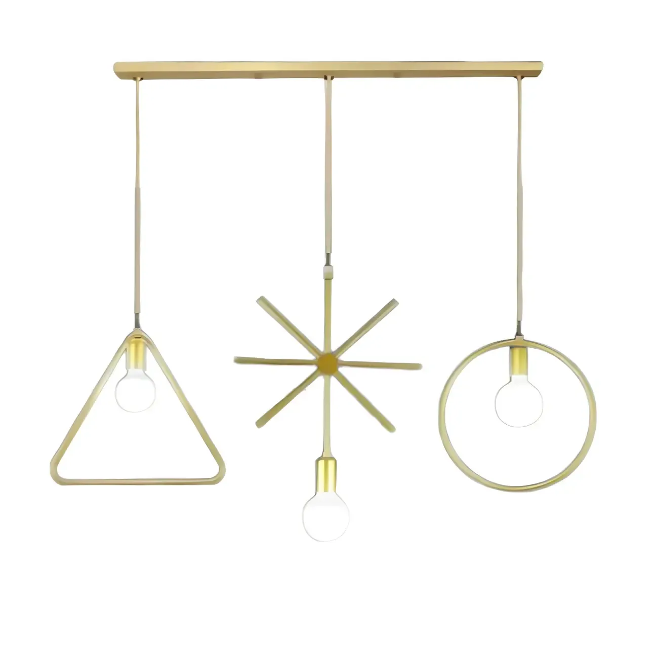 3 Lights Gold Industrial Geometric Metal Island Light Fixture Image - 6