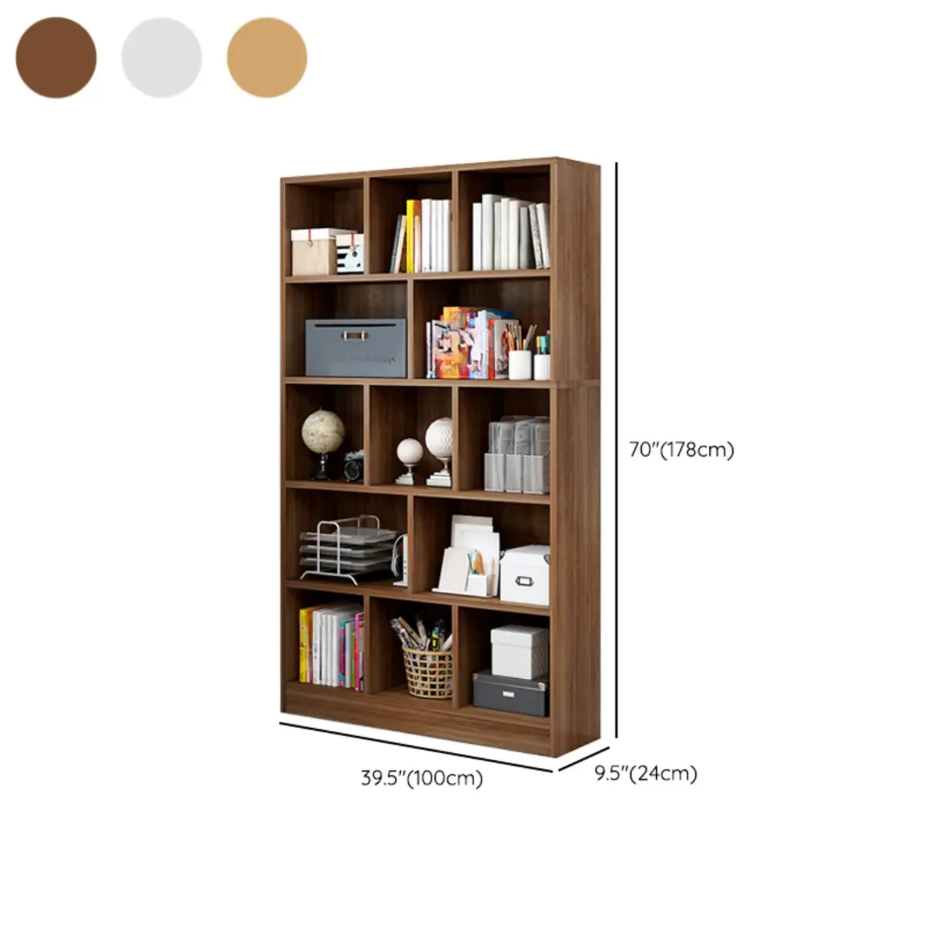 5-Tier Modern Wood Bookshelf with Cabinet Image - 22