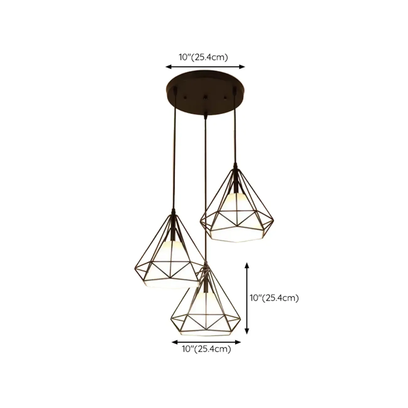 Modern Geometric Metal Pendant Light for Dining Room #size