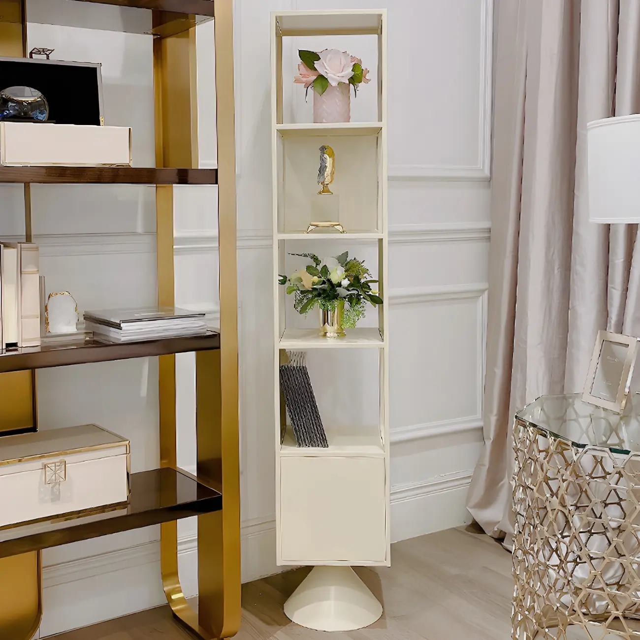 Modern Wooden Cube Bookcase with Metal Frame  Image - 4 | homeyfad