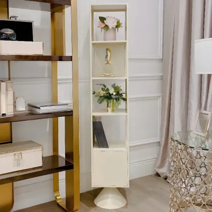 Modern Wooden Cube Bookcase with Metal Frame  Image - 4