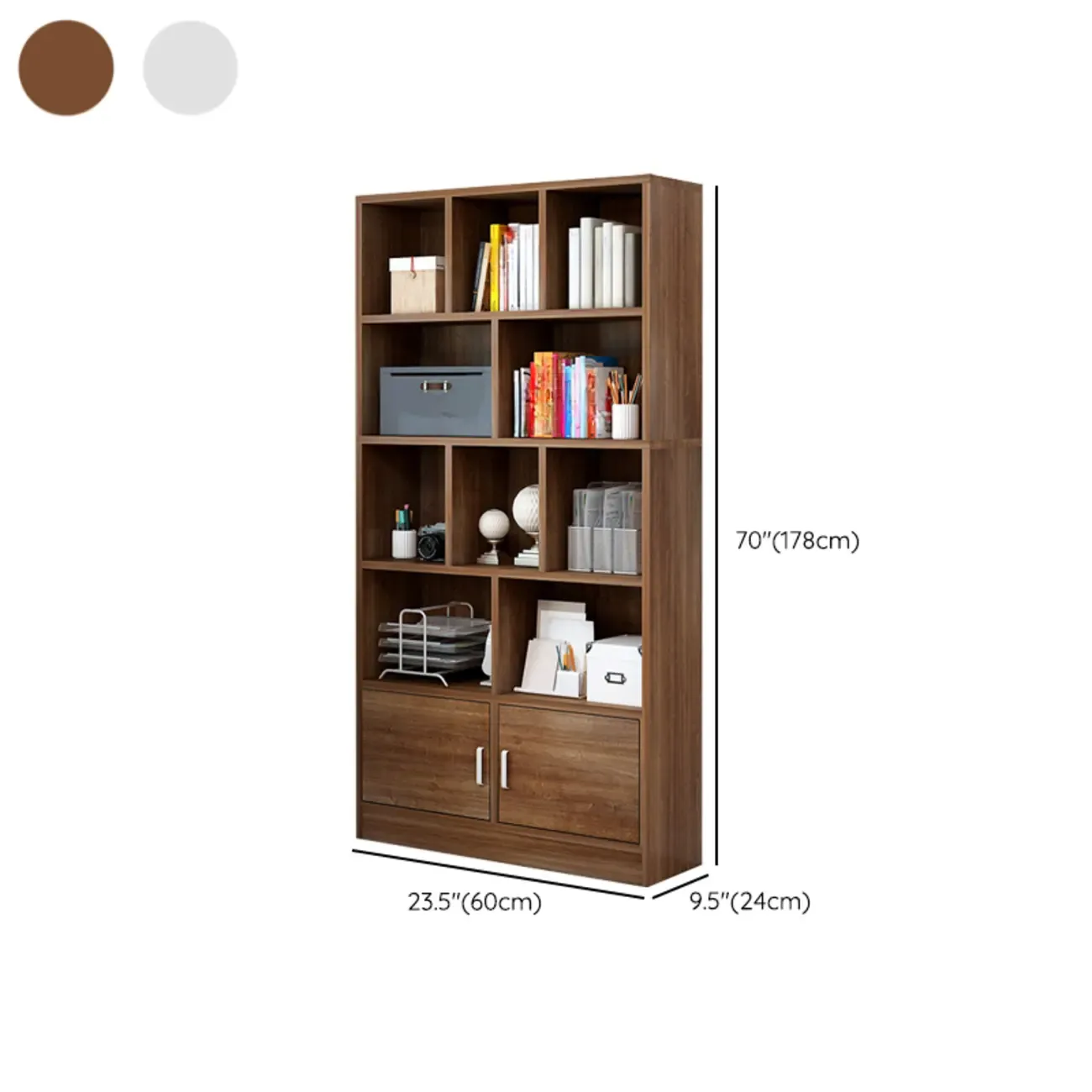 5-Tier Modern Wood Bookshelf with Cabinet Image - 23
