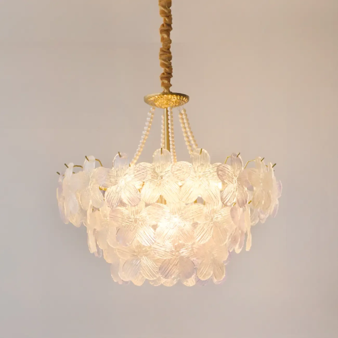 Modern Elegant Floral Crystal Chandelier with Flexible Height Image - 15