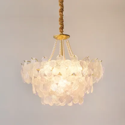 Modern Elegant Floral Crystal Chandelier with Flexible Height Image - 15