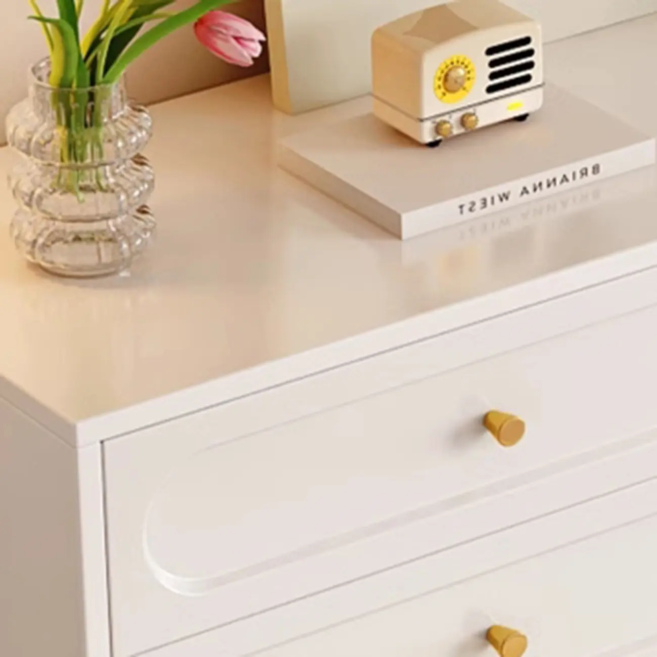 Modern Wood Dresser Chest with 5 Tiers in Milk Tea Color Image - 11 | homeyfad