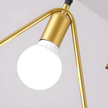 3 Lights Gold Industrial Geometric Metal Island Light Fixture Image - 8