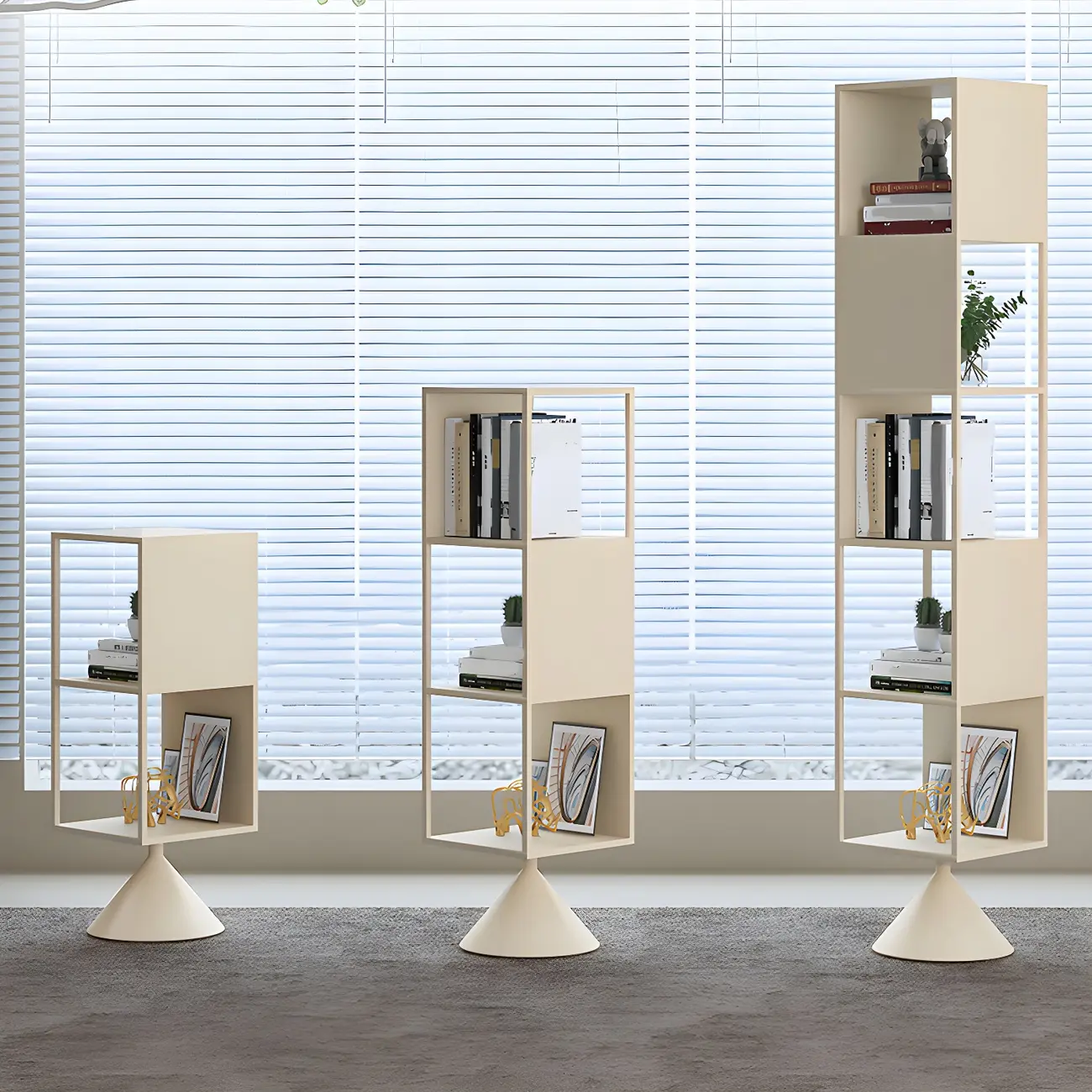 Modern Wooden Cube Bookcase with Metal Frame  Image - 6 | homeyfad