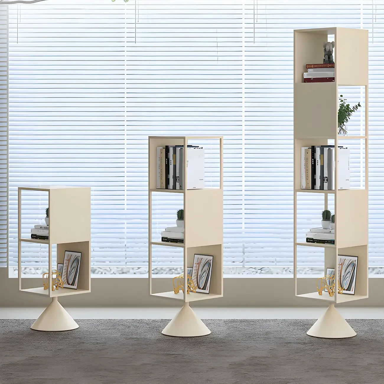 Modern Wooden Cube Bookcase with Metal Frame  Image - 6